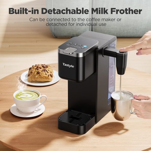 Versatile Single Serve Coffee Maker with Detachable Milk Frother – Brew Perfect Iced & Hot Coffee with K-Cups & Grounds, 40oz Reservoir, 6 Brew Sizes, Fits 7.3” Travel Mugs – Stylish Black - Image 4