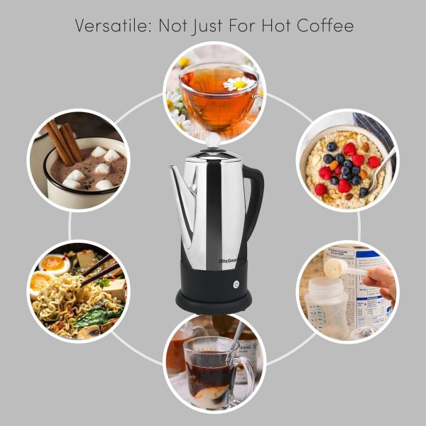 Elite Gourmet 12-Cup Stainless Steel Electric Coffee Percolator – Keep Warm Feature, Clear Brew Progress Indicator, Cordless Serving & Cool-Touch Handle - Image 4