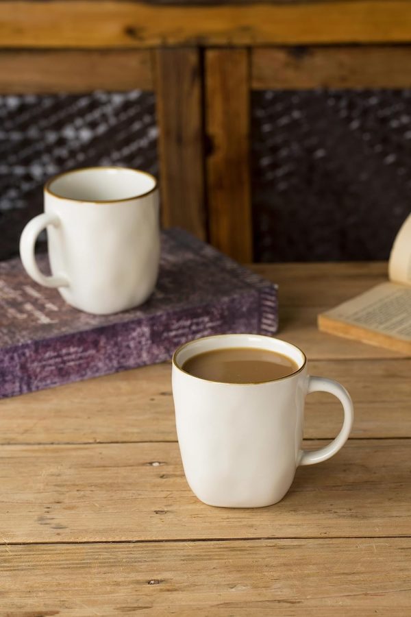 Enhance Your Beverage Experience with Famiware's Set of 4 Ocean Square 13oz Stoneware Coffee Mugs – Stylish Vanilla White Cups Perfect for Cocoa, Milk, Hot Chocolate, Tea, and More | Microwave & Dishwasher Safe - Image 4