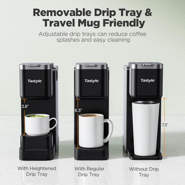 Versatile Single Serve Coffee Maker with Detachable Milk Frother – Brew Perfect Iced & Hot Coffee with K-Cups & Grounds, 40oz Reservoir, 6 Brew Sizes, Fits 7.3” Travel Mugs – Stylish Black - Image 7