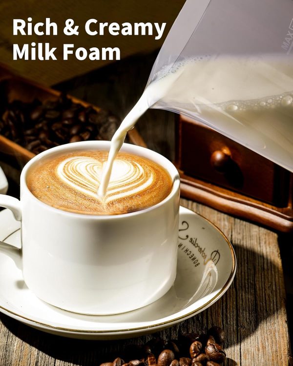Transform Your Coffee Experience: 4-in-1 Electric Milk Frother & Steamer - 10oz/300ml Warm & Cold Foam Maker for Lattes, Cappuccinos, and More (White) - Image 7