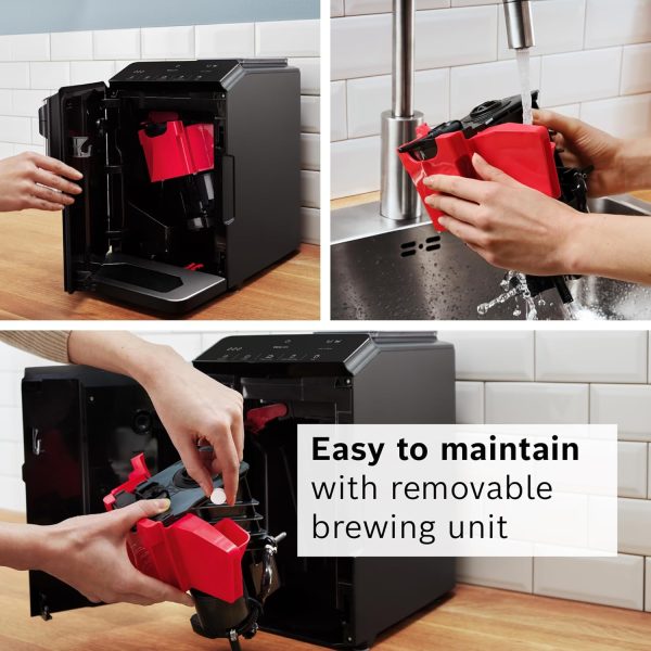 Experience Coffee Bliss with the Bosch 300 Series Fully Automatic Espresso Machine – OneTouch Milk Drinks, In-Cup Frother, 5 Custom Drink Options, Ceramic Grinder, Easy Clean & Descale, Elegant Black Finish (Model TIU20109) - Image 7