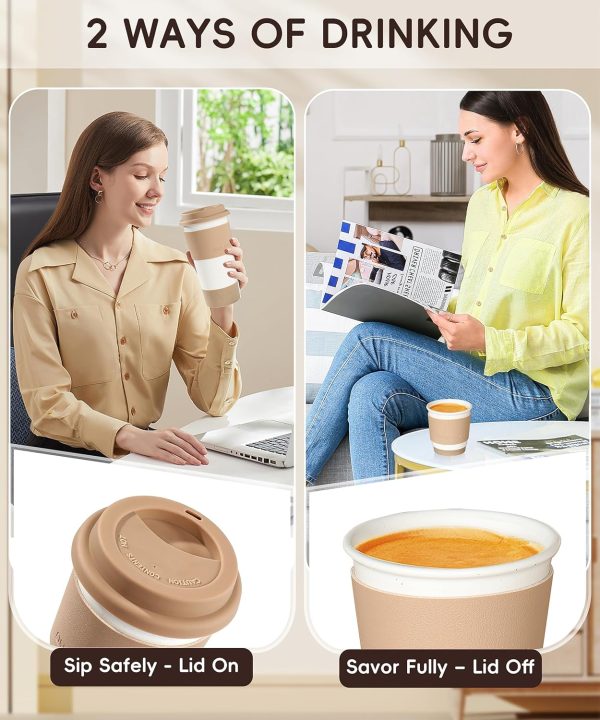 <p>Sure! Here’s a more engaging and SEO-friendly title for your product:</p>
<p><strong>Nucookery Ceramic Travel Coffee Mug Set – Stylish Insulated Tumblers with Silicone Lid & Sleeve | Reusable Perfect Gift for Coffee Lovers | Microwave Safe Cappuccino, Tea, & Latte Cups – Elegant White Design for Men & Women</strong></p> - Image 4