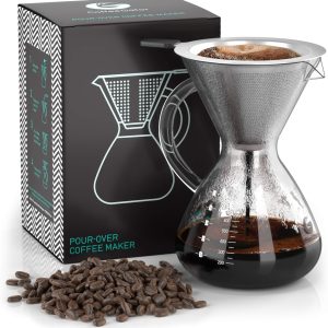 Sure! Here’s a more engaging and SEO-friendly product title:

"Coffee Gator Pour Over Coffee Maker - 27oz Premium Borosilicate Glass Carafe with Eco-Friendly Stainless Steel Filter | Drip Coffee Brewer Set for Perfectly Brewed Coffee (800ml)"