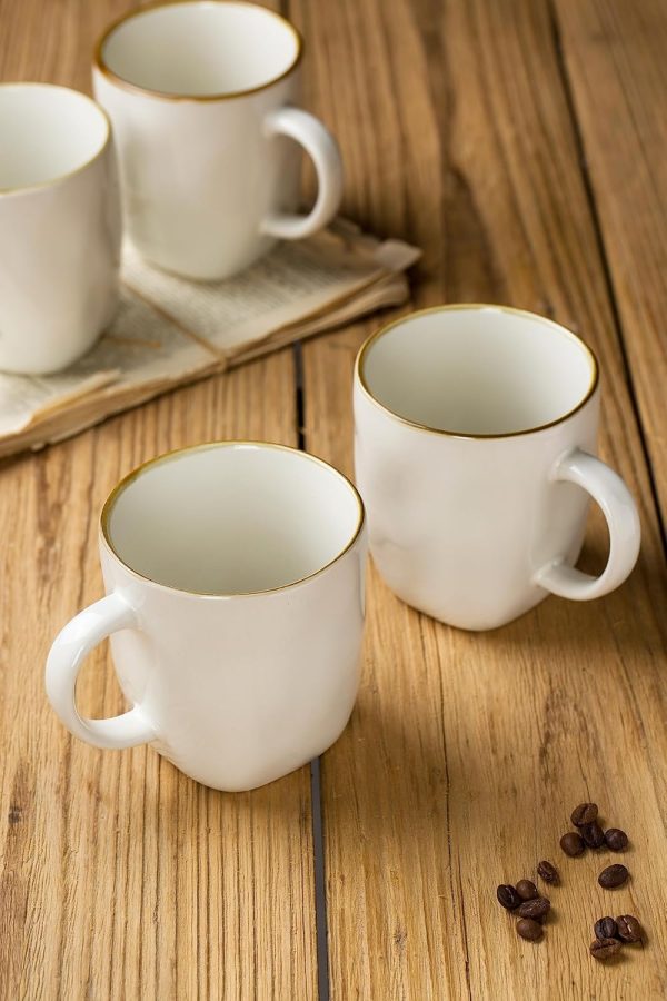 Enhance Your Beverage Experience with Famiware's Set of 4 Ocean Square 13oz Stoneware Coffee Mugs – Stylish Vanilla White Cups Perfect for Cocoa, Milk, Hot Chocolate, Tea, and More | Microwave & Dishwasher Safe - Image 5