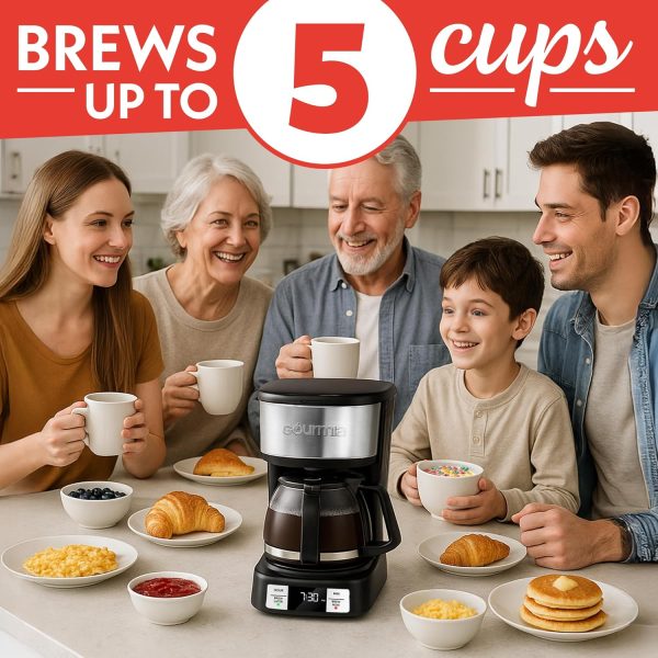 <p>Sure! Here's a more engaging and SEO-friendly product title:</p>
<p><strong>Gourmia GCM3518 5-Cup Programmable Drip Coffee Maker: Brew Later Timer, Adjustable Keep Warm Feature, Pause & Serve, Freshness Indicator, Compact Glass Carafe with EZ-View Water Window - 700W Efficiency!</strong></p> - Image 2