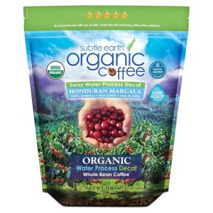2LB Subtle Earth Organic Decaf Coffee - Swiss Water Process, Medium Dark Roast, Whole Bean, Low Acidity, CCOF Certified - Premium Quality for Smooth Sips!
