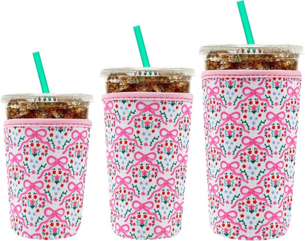 <p><strong>YR Reusable Neoprene Coffee Sleeve Set – 3-Pack Insulator Coolies for Iced & Hot Drinks | Perfect for Starbucks Cups & More (Pink Bows)</strong></p>
