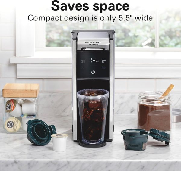 Hamilton Beach FlexBrew 4-in-1 Coffee Maker: Brew Hot & Iced Coffee with Ease – 45 oz Removable Water Reservoir, Pod & Ground Compatible, Fast Brewing & LED Touchscreen – Black (Model 49925) - Image 3