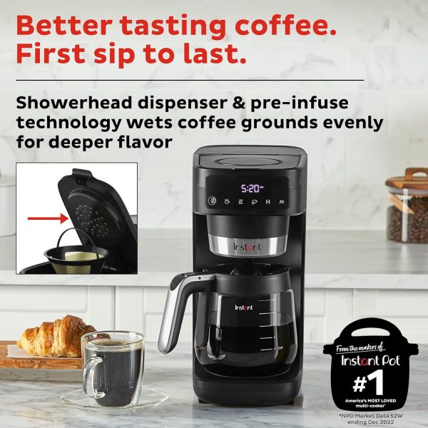 Instant Infusion Brew Plus 12-Cup Drip Coffee Maker by Instant Pot – Customize Your Brew with Adjustable Strength, Easy-Access Removable Water Reservoir, and Warming Plate with 3 Temperature Settings – Sleek Black Design - Image 2