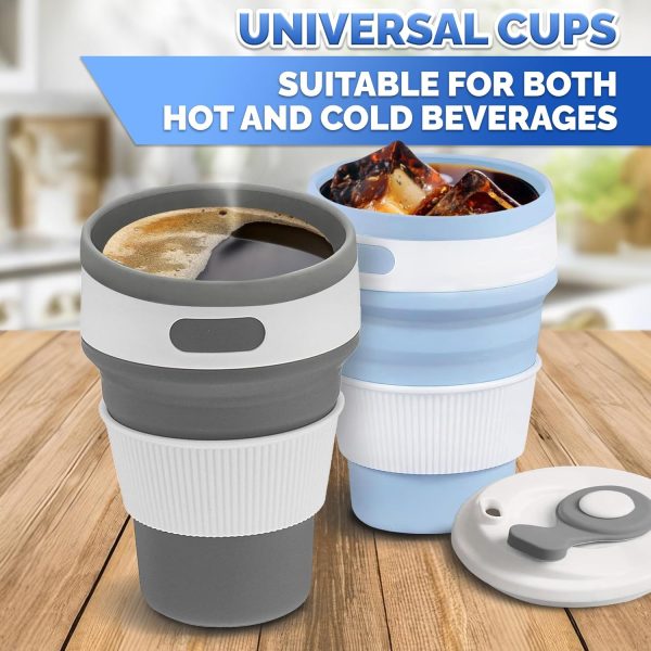 <h3>Tesorrio Collapsible Coffee Cups – 2-Pack Reusable 12oz Travel Mugs | Leakproof Silicone, Foldable & Portable Design for Camping, Hiking, and Office Use | Lightweight, Heat-Resistant & Easy to Clean!</h3> - Image 6