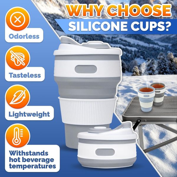 <h3>Tesorrio Collapsible Coffee Cups – 2-Pack Reusable 12oz Travel Mugs | Leakproof Silicone, Foldable & Portable Design for Camping, Hiking, and Office Use | Lightweight, Heat-Resistant & Easy to Clean!</h3> - Image 3