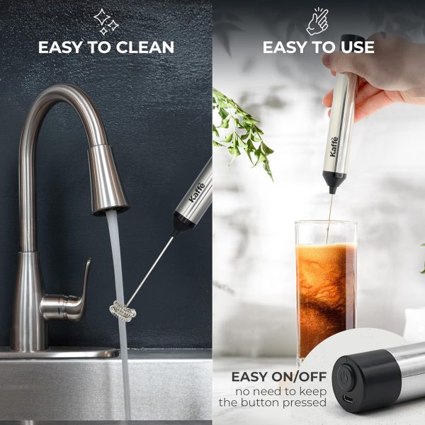 <p><strong>Kaffe Rechargeable Milk Frother with Stand - High-Speed 12,000 RPM USB-C Motor - Includes Dual Whisk Sizes & Charging Cable - Perfect Handheld Milk Frother for Coffee & Espresso Lovers!</strong></p> - Image 4